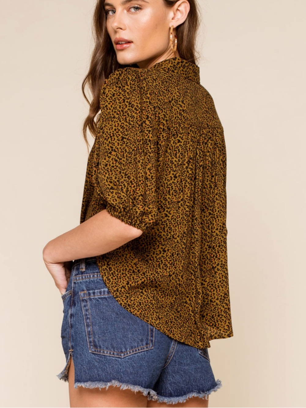 Free People Celia Leopard Printed Tie-Front Blouse - Picture 3 of 8